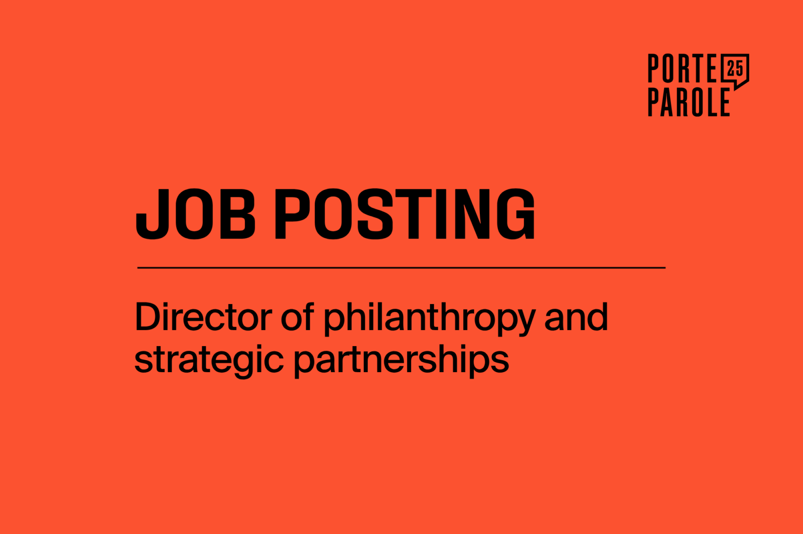Job posting : Director of Philanthropy and Strategic Partnerships