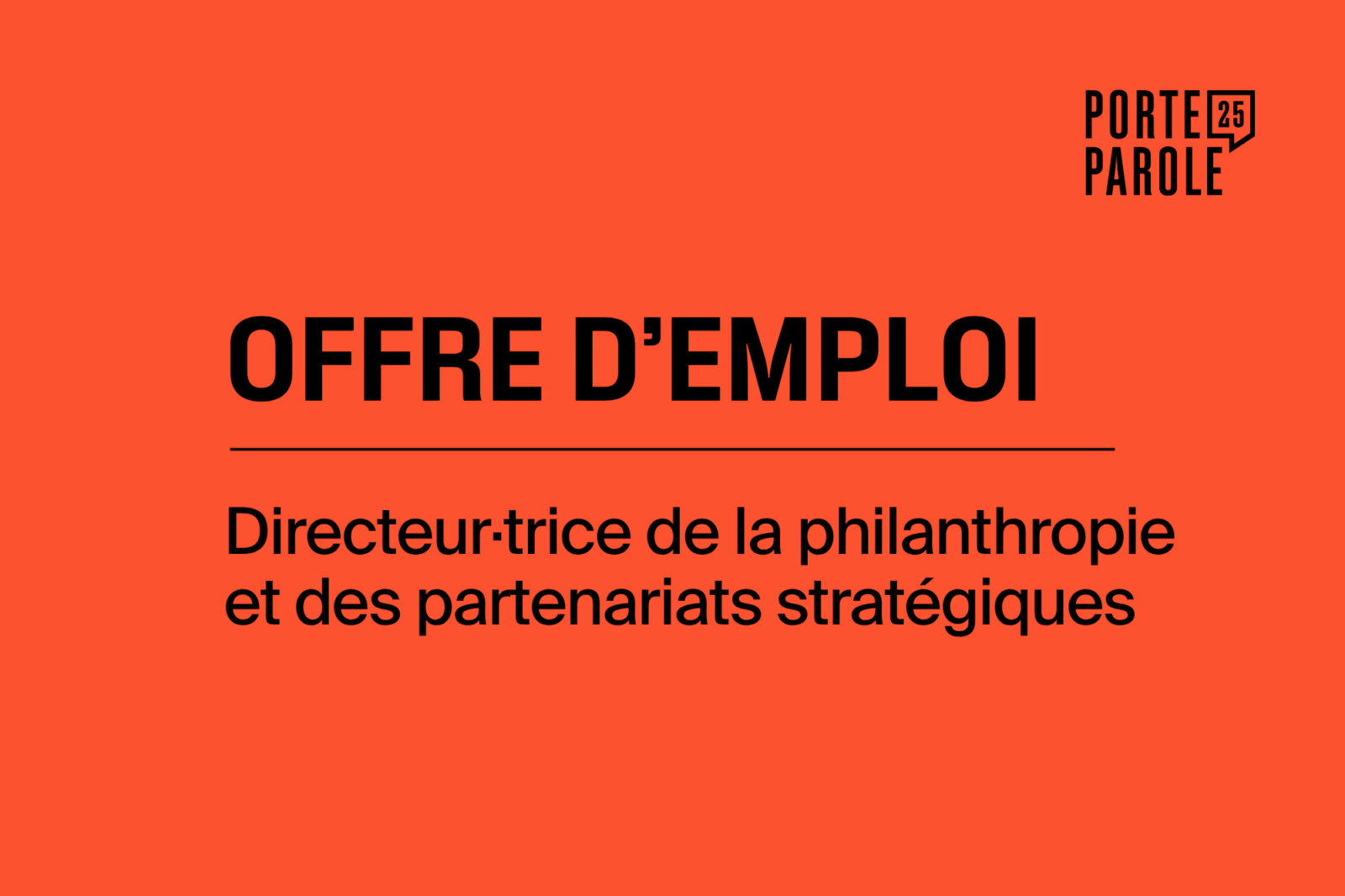 Offre d'emploi : Directeur·trice de la philanthropie et des partenariats stratégiques